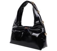 Jason Wu Studded Shoulder Bag, Crackled High Gloss Handbag with Sculpted Strap and Magnetic Snap Closure, Black