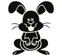 JasonCarlMorgan JCM Graphics Cartoon Bunny Iron On HTV Transfer Black 190mm