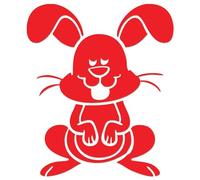 JasonCarlMorgan JCM Graphics Cartoon Bunny Iron On HTV Transfer Red 280mm