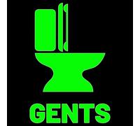 JasonCarlMorgan JCM Graphics Mens Toilet Restroom Sign 150mm Sticker, Glow In The Dark