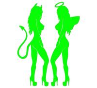 JasonCarlMorgan JCM Graphics Sexy Angel Sexy Devil Iron On HTV Transfer Neon Green 150mm
