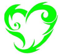 JasonCarlMorgan JCM Graphics Tribal Love Heart Iron On HTV Transfer Neon Green 190mm