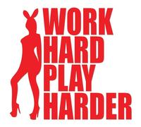 JasonCarlMorgan JCM Graphics Work Hard Play Harder Iron On HTV Transfer Red 150mm