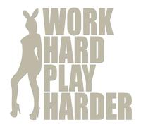 JasonCarlMorgan JCM Graphics Work Hard Play Harder Iron On HTV Transfer Silver 280mm