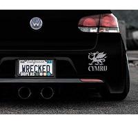 JasonCarlMorgan JCM Original Cymru Dragon Bumper Car Sticker Decal, Silver