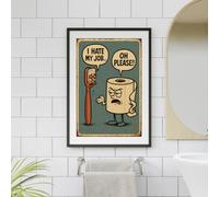 JasonCarlMorgan WinsterCreations Funny Bathroom Wall Art - Talking Toilet Roll & Toothbrush Comic Print A3 High Gloss Grey