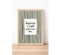 JasonCarlMorgan WinsterCreations Happiness Is Right Where We Are Print, Inspirational Typography Wall Art, Modern Home Decor A3 High Gloss Pink