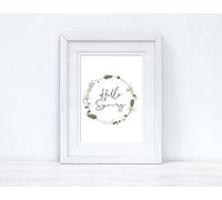 JasonCarlMorgan WinsterCreations Hello Spring Green Floral Wreath Spring Seasonal Wall Home Decor Print A5 Normal