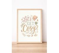 JasonCarlMorgan WinsterCreations Let's Get Cosy Autumn Wall Art, Warm Seasonal Typography Print, Rustic Home Decor Illustration A4 High Gloss