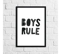 JasonCarlMorgan WinsterCreations Scandinavian Boys Rule Childrens Nursery Bedroom Wall Decor Print A4 High Gloss