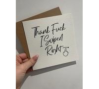 JasonCarlMorgan WinsterCreations Thank Fuck I Swiped Right Valentines Day Funny Humorous Hammered Card & Envelope White Yes