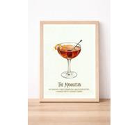 JasonCarlMorgan WinsterCreations The Manhattan Cocktail Recipe Print, Classic Rye Whiskey Drink Wall Art, Vintage Bar Decor, Home Mixology Illustration A4 High Gloss