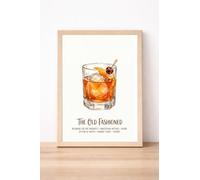 JasonCarlMorgan WinsterCreations The Old Fashioned Cocktail Print, Classic Whiskey Drink Illustration, Vintage Bar Decor, Alcohol Wall Art A4 Normal