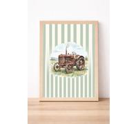 JasonCarlMorgan WinsterCreations Vintage Red Tractor Children's Print, Rustic Farm Vehicle Illustration, Nursery Decor A5 High Gloss