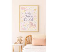 JasonCarlMorgan You Are So Loved - Pastel Unicorn & Stars Nursery Wall Art High Gloss, A4