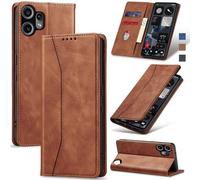 Jasonyu Case for Nothing CMF Phone 2 Pro Leather Wallet Flip Cover with Card Holder,Kickstand, Magnetic Closure,TPU Shockproof Phone Case,Brown