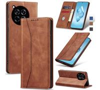 Jasonyu Case for OnePlus 12R 5G Leather Wallet Flip Cover with Card Holder,Kickstand, Magnetic Closure,TPU Shockproof Phone Case Compatible with OnePlus 12R (Brown)