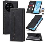 Jasonyu Case for OnePlus 12R 5G Leather Wallet Flip Cover with Card Holder,Kickstand, Magnetic Closure,TPU Shockproof Phone Case Compatible with OnePlus 12R (Black)
