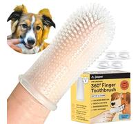 Jasper 360-Degree Silicone Dog Finger Toothbrush with Storage Cases, Dog Teeth Cleaning Kit for Medium and Large Dogs, 4-Pack Clear