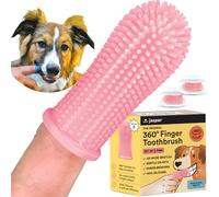 Jasper 360º Dog Toothbrush, 2-Pack Pink, Soft Silicone Bristles, Manual, Dog & Cat Teeth Cleaning, Finger Toothbrush