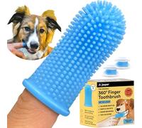 Jasper Dog Toothbrush, 360º Finger Toothbrush Kit (2-Pack), Ergonomic Design, Full Surround Bristles for Easy Teeth Cleaning, Dental Care for Puppies, Cats and Small Pets, Light Blue