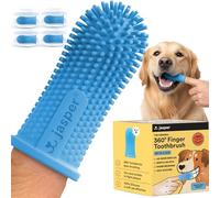 Jasper Dog Toothbrush, 360º Finger Toothbrush Kit, Ergonomic Design, Full Surround Bristles for Easy Teeth Cleaning, Dental Care for Puppies, Cats and Small Pets, Blue 4-Pack
