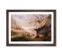 Jasper Francis Cropsey Farm Framed Print | A2 Walnut Framed Wall Art | Ready to Hang | Modern Nature Picture | Living Room Bedroom Lounge Office