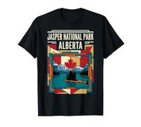 Jasper National Park Canada Flag Alberta Vintage Art T-Shirt
