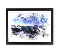 Jasper National Park In Canada Watercolour Modern Framed Print | A3 Black Framed Wall Art | Ready to Hang | Modern Historical Picture | Living Room Bedroom Lounge Office