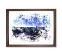 Jasper National Park In Canada Watercolour Modern Framed Print | A4 Walnut Framed Wall Art | Ready to Hang | Modern Historical Picture | Living Room Bedroom Lounge Office