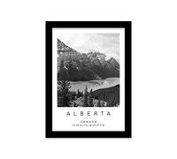 Jasper National Park Travel Print Alberta Wall art Black and white Poster A5 Print in Black frame 18 X 24.5cm (7x9.6inch)
