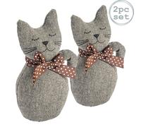 Jasper the Cat Door Stops - 16 x 25cm - Grey - Pack of 2 Nicola Spring Brown One Size