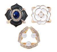 JasperKino 3 Pcs Gold/Silver Rhinestones T Shirt Clips Fashion Rhinestone Scarf Clip Rings Elegant Scarves Waist Buckles for Clothing Neckerchief Shawl, Silver, Medium, Plastic, no gemstone