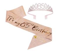 JasperKino 85th Birthday Sash and Tiara Set Rose Gold Birthday Sash Crown Birthday Party Favors Supplies for Birthday Party, Pink