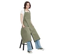 Jaspfct Pottery Apron Split Leg Long Artist Painting Aprons with 3 Pockets for Ceramics Clay Women Men, Green, 39" long