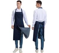 Jaspfct Pottery Apron with Split Leg, Long Unisex Artist Aprons with 3 Pockets for Ceramics & Clay, Denim, 39" long