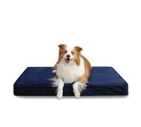 Jaspuriea Large Dog Bed Washable with Waterproof Removable Cover, Orthopedic Dog Bed with Anti-Slip Bottom, Deluxe Flannel Comfy Dog Crate Mattress, Blue, 105x70x10cm