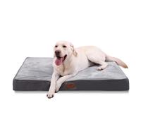 Jaspuriea Large Orthopedic Dog Beds Washable with Waterproof Removable Cover, Extra Large Dog Bed with Anti-Slip Bottom, Deluxe Flannel Comfy Dog Crate Mattress, Grey, 105x70x10cm