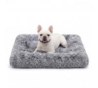 Jaspuriea Medium Dog Bed Washable Dog Crate Mattress Calming Fluffy Anti Anxiety Dog Beds Deluxe Plush Dog Mat with Anti-Slip Bottom, Grey, 75x50x7cm