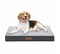 Jaspuriea Medium Orthopedic Dog Bed with Washable, Waterproof Removable Cover, Anti-Slip, Deluxe Flannel Comfy Crate Mattress, Grey, 75x50x9cm