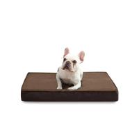 Jaspuriea Small Dog Beds Washable with Waterproof Removable Cover, Orthopedic Dog Bed with Anti-Slip Bottom, Deluxe Flannel Comfy Dog Crate Mattress, Brown, 60x45x9cm