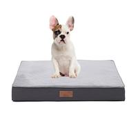 Jaspuriea Small Orthopedic Dog Beds with Waterproof Removable Cover, Anti-Slip Washable Dog Bed, Deluxe Flannel Comfy Dog Crate Mattress, Grey, 60x45x9cm
