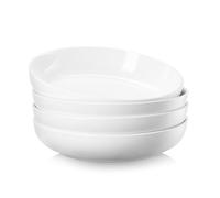 Jassceram 9.84'' Ceramic Pasta Bowls Set of 4, 46oz Large Porcelain Salad Bowl Serving for Cereal Soup Steak Noodle Wide Kitchen Dinnerware Plates - Microwave Oven Dishwasher Safe, 25cm, Off White