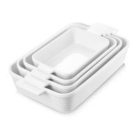 Jassceram Rectangular Casserole Baking Dishes Set of 4, 0.8L 1.5L 2.4L 3.2L