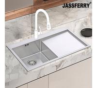 Jassferry 16 Gauge Stainless Steel Kitchen Sink Inset Handmade Right Hand Drainer