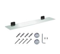 Jassferry 600mm Bathroom Frosted Glass Shelf Shelving Black Wall Mounted Storage Organizer