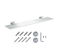 Jassferry 600mm Bathroom Shelf Frosted Glass Shelving Chrome Wall Mounted Storage Organizer