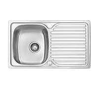 JASSFERRY 800x480 mm Stainless Steel Kitchen Sink Single 1 Bowl Inset Reversible Drainer with Waste Pipes Clips - 10 Years Warranty