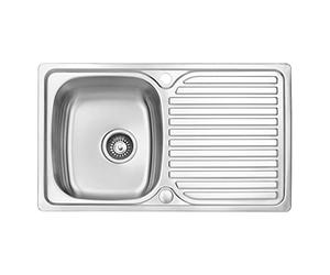 JASSFERRY 800x480 mm Stainless Steel Kitchen Sink Single 1 Bowl Inset Reversible Drainer with Waste Pipes Clips - 10 Years Warranty