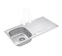 JASSFERRY Basic Single 1.0 Bowl Stainless Steel Kitchen Sink Reversible Drainer with Waste & Pipes